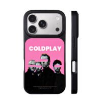 Coldplay pink glitch band art iPhone 17 Pro Max Black Case