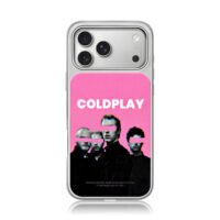 Coldplay pink glitch band art iPhone 17 Pro Max Electroplated Silver Case1
