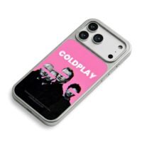Coldplay pink glitch band art iPhone 17 Pro Max Electroplated Silver Case2