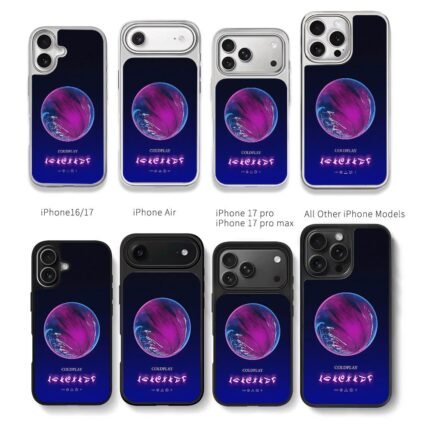 Coldplay purple blue globe Chris Brown Phone Case Black Electroplated Silver For Iphone 11 To 17