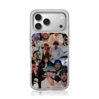 Collage of Bad Bunny photos iPhone 17 Pro Max Electroplated Silver Case1