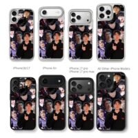 Collage of Faker T1 LoL pro Chris Brown Phone Case Black Electroplated Silver For Iphone 11 To 17