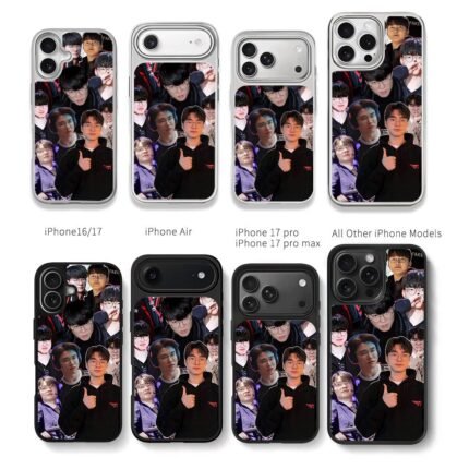 Collage of Faker T1 LoL pro Chris Brown Phone Case Black Electroplated Silver For Iphone 11 To 17
