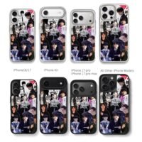 Collage of Faker T1 with chibi Chris Brown Phone Case Black Electroplated Silver For Iphone 11 To 17