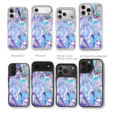 Collage of Hatsune Miku anime art Chris Brown Phone Case Black Electroplated Silver For Iphone 11 To 17