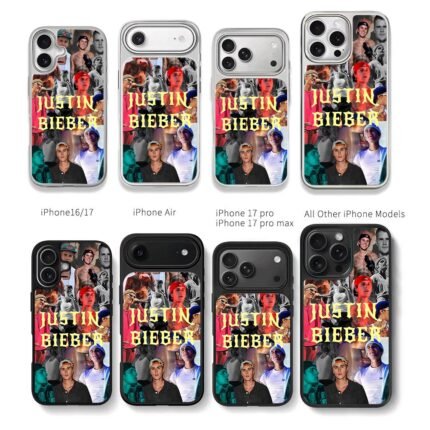 Collage of Justin Bieber photos Chris Brown Phone Case Black Electroplated Silver For Iphone 11 To 17