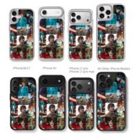 Collage of Justin Bieber photos Chris Brown Phone Case Black Electroplated Silver For Iphone 11 To 17