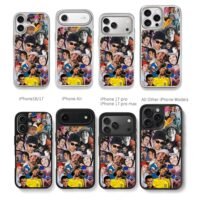 Collage of Justin Bieber photos Chris Brown Phone Case Black Electroplated Silver For Iphone 11 To 17