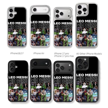 Collage of Leo Messi trophy moments Chris Brown Phone Case Black Electroplated Silver For Iphone 11 To 17