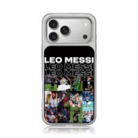 Collage of Leo Messi trophy moments iPhone 17 Pro Max Electroplated Silver Case1