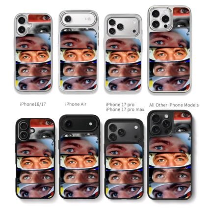 Collage of Max Verstappen F1 eyes Chris Brown Phone Case Black Electroplated Silver For Iphone 11 To 17