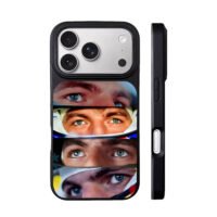 Collage of Max Verstappen F1 eyes iPhone 17 Pro Max Black Case
