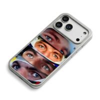 Collage of Max Verstappen F1 eyes iPhone 17 Pro Max Electroplated Silver Case2