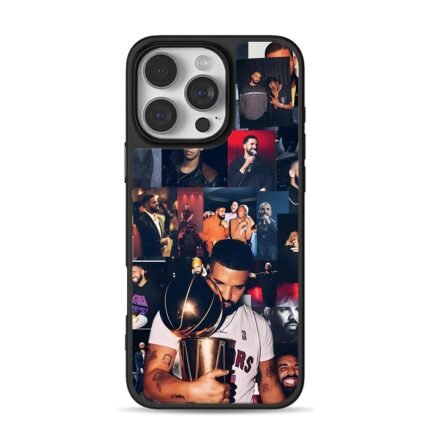 Collage of rapper Drake photos iPhone 16 Pro Max Black Case