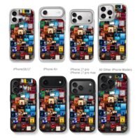 Collage of Spotify Eminem Bad Bunny Chris Brown Phone Case Black Electroplated Silver For Iphone 11 To 17