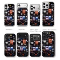 Collage of Spotify music players Chris Brown Phone Case Black Electroplated Silver For Iphone 11 To 17
