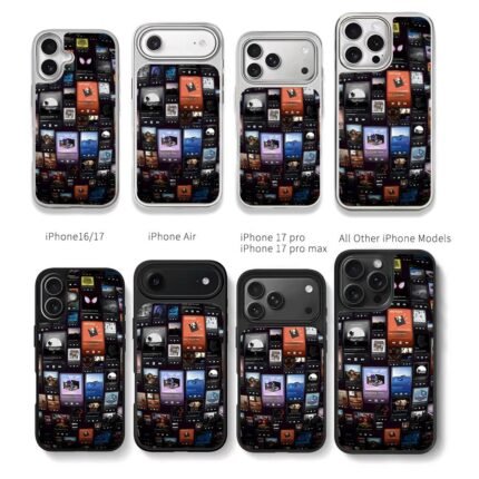 Collage of Spotify music players Chris Brown Phone Case Black Electroplated Silver For Iphone 11 To 17