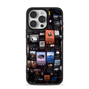 Collage of Spotify music players iPhone 16 Pro Max Black Case