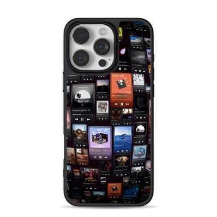 Collage of Spotify music players iPhone 16 Pro Max Black Case