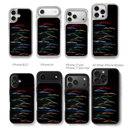 Colorful Porsche sports cars Chris Brown Phone Case Black Electroplated Silver For Iphone 11 To 17