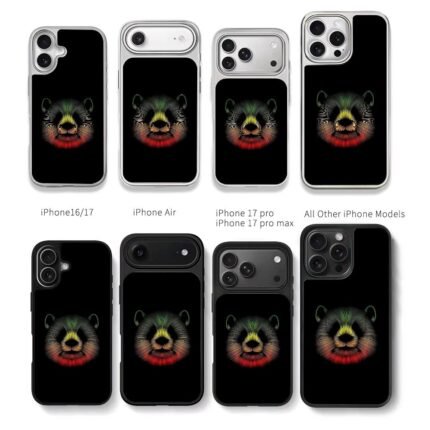 Colorful radial line art panda head Chris Brown Phone Case Black Electroplated Silver For Iphone 11 To 17