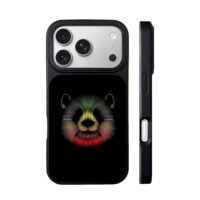 Colorful radial line art panda head iPhone 17 Pro Max Black Case
