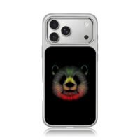 Colorful radial line art panda head iPhone 17 Pro Max Electroplated Silver Case1