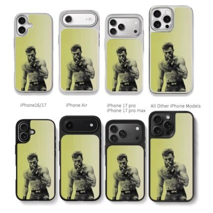 Conor McGregor UFC fighter halftone Chris Brown Phone Case Black Electroplated Silver For Iphone 11 To 17