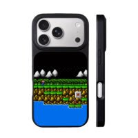 Contra classic NES pixel game scene iPhone 17 Pro Max Black Case