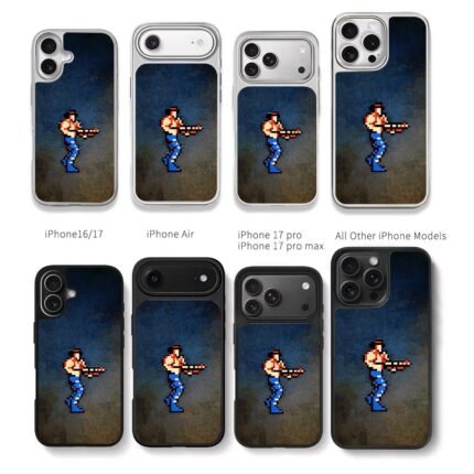 Contra pixel soldier with gun Chris Brown Phone Case Black Electroplated Silver For Iphone 11 To 17