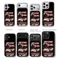 Corvette Z06 white sports car art Chris Brown Phone Case Black Electroplated Silver For Iphone 11 To 17