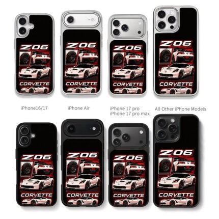 Corvette Z06 white sports car art Chris Brown Phone Case Black Electroplated Silver For Iphone 11 To 17
