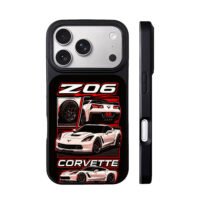 Corvette Z06 white sports car art iPhone 17 Pro Max Black Case