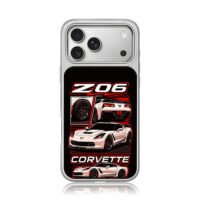 Corvette Z06 white sports car art iPhone 17 Pro Max Electroplated Silver Case1