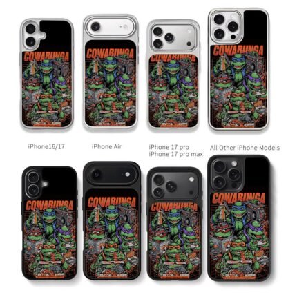 Cowabunga TMNT with pizza boombox Chris Brown Phone Case Black Electroplated Silver For Iphone 11 To 17