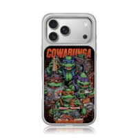 Cowabunga TMNT with pizza boombox iPhone 17 Pro Max Electroplated Silver Case1