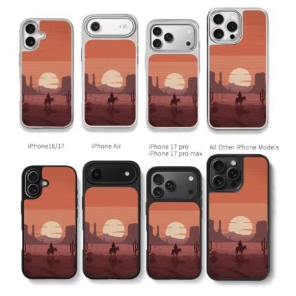 Cowboy horse desert sunset pixel Chris Brown Phone Case Black Electroplated Silver For Iphone 11 To 17
