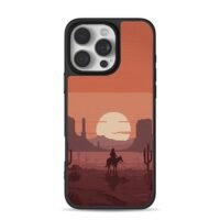 Cowboy horse desert sunset pixel Phone Case for iPhone 11-17 & Samsung Galaxy S24-S26