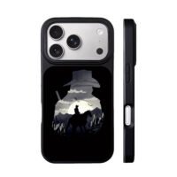 Cowboy on horse wild west moon iPhone 17 Pro Max Black Case