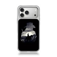 Cowboy on horse wild west moon iPhone 17 Pro Max Electroplated Silver Case1