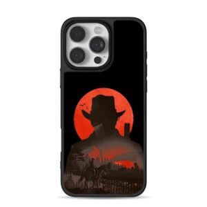 Cowboy red moon western horse train Phone Case for iPhone 11-17 & Samsung Galaxy S24-S26