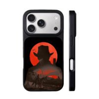 Cowboy red moon western horse train iPhone 17 Pro Max Black Case