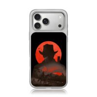 Cowboy red moon western horse train iPhone 17 Pro Max Electroplated Silver Case1