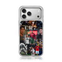 CR7 Cristiano Ronaldo collage iPhone 17 Pro Max Electroplated Silver Case1