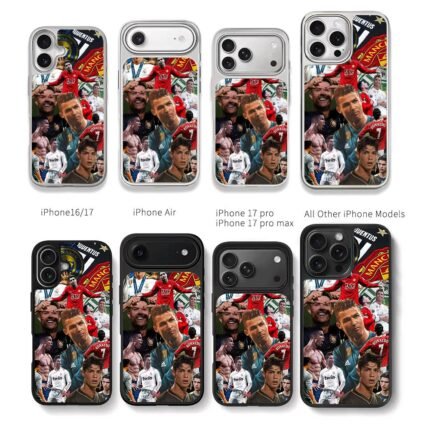 CR7 football club collage Chris Brown Phone Case Black Electroplated Silver For Iphone 11 To 17