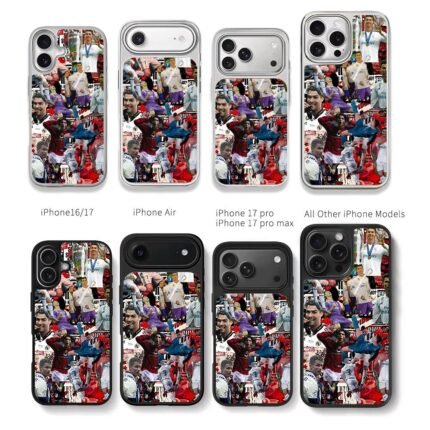 CR7 football collage spiderman Chris Brown Phone Case Black Electroplated Silver For Iphone 11 To 17