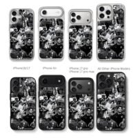 CR7 Man Utd football collage Chris Brown Phone Case Black Electroplated Silver For Iphone 11 To 17