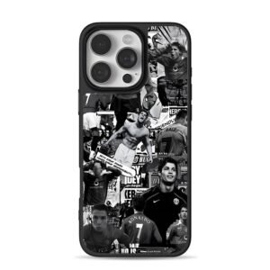 CR7 Man Utd football collage iPhone 16 Pro Max Black Case