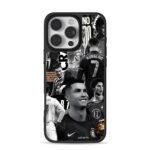 CR7 monochrome soccer collage iPhone 16 Pro Max Black Case