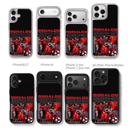 CR7 Ronaldo football collage Chris Brown Phone Case Black Electroplated Silver For Iphone 11 To 17